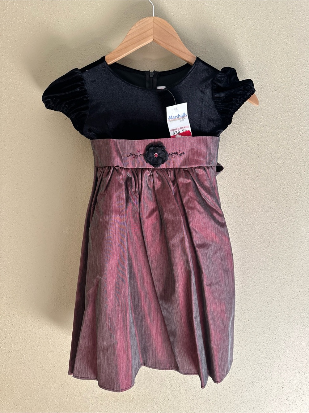 Vtg Girls Dress Size 6 Birthday Party Event Wedding Velvet Floral Formal Cute